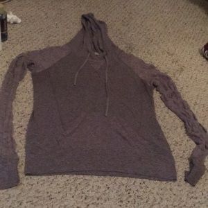 Lace Sleeved Light Purple Hoodie